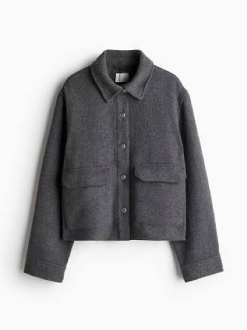 H&M Charcoal Gray Cropped cropped jacket with Snap Buttons